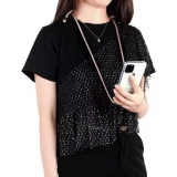 Coque iPhone 17 - Gel transparent avec lacet or - Rose