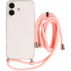 Hülle iPhone 17 - Gummi transparent mit Seil - Rosa