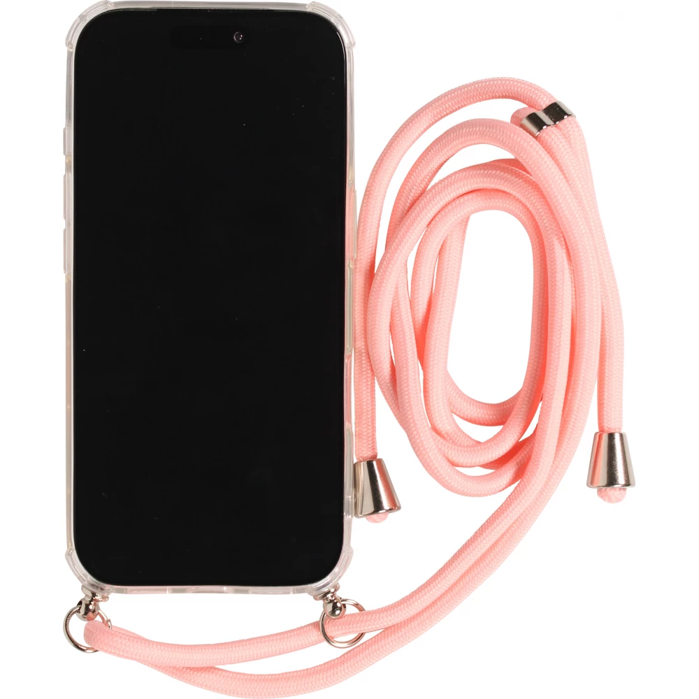 Hülle iPhone 17 - Gummi transparent mit Seil - Rosa