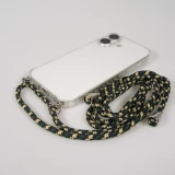 Coque iPhone 17 - Gel transparent bumper avec lacet - Vert / or