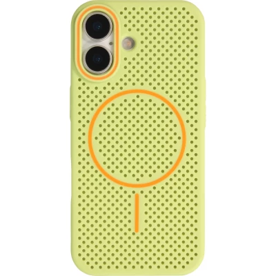 Coque iPhone 17 - Grille Full Color Look compatible avec MagSafe r&eacute;sistant en plastique - Vert