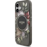 iPhone 17 Case H&uuml;lle - Guess IML Blumen mit Handgelenk-Kette, kompatibel mit MagSafe, elegante und trendige Schutzh&uuml;lle - Schwarz