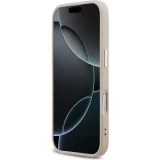 iPhone 17 Case Hülle - Guess MagSafe PU-Leder mit Triangel-Logo und silbernem Kamerarahmen - Rosa