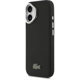 Coque iPhone 17 - Lacoste Iconique Petit Piqu&eacute; MagSafe avec support en m&eacute;tal sur la cam&eacute;ra - Noir