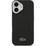 Coque iPhone 17 - Lacoste Iconique Petit Piqu&eacute; MagSafe avec support en m&eacute;tal sur la cam&eacute;ra - Noir