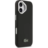 Coque iPhone 17 - Lacoste Iconique Petit Piqu&eacute; MagSafe avec support en m&eacute;tal sur la cam&eacute;ra - Noir