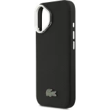 Coque iPhone 17 - Lacoste Iconique Petit Piqu&eacute; MagSafe avec support en m&eacute;tal sur la cam&eacute;ra - Noir