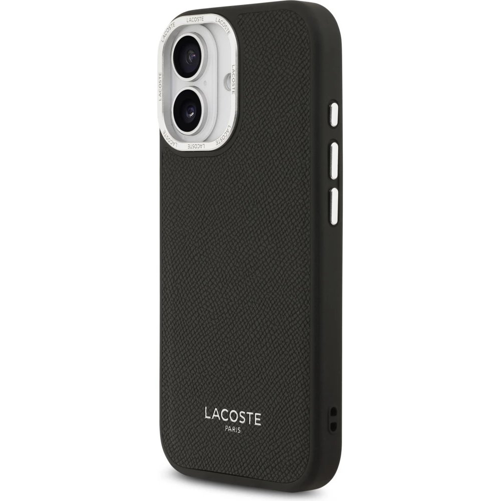 Coque iPhone 17 - Lacoste PU en cuir Champs Elysees MagSafe protection &eacute;l&eacute;gante et durable - Noir