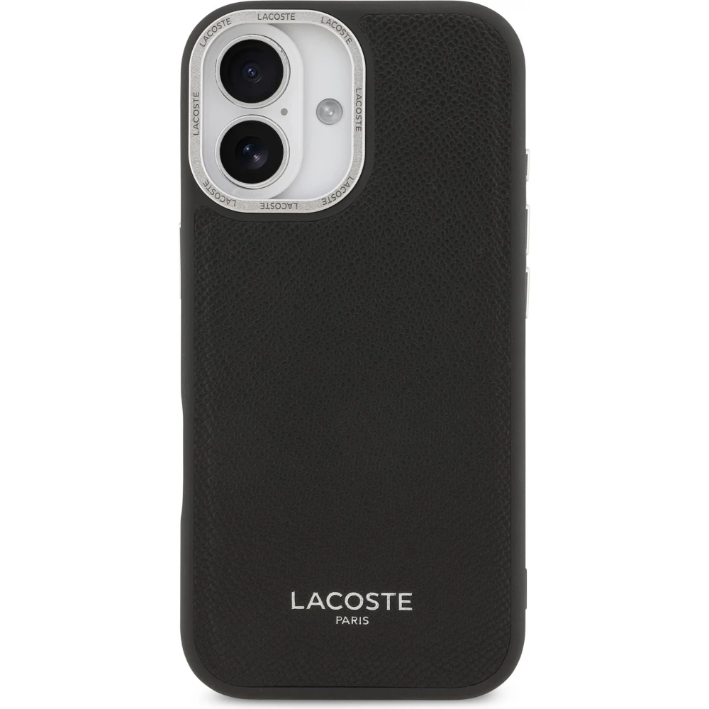 Coque iPhone 17 - Lacoste PU en cuir Champs Elysees MagSafe protection &eacute;l&eacute;gante et durable - Noir