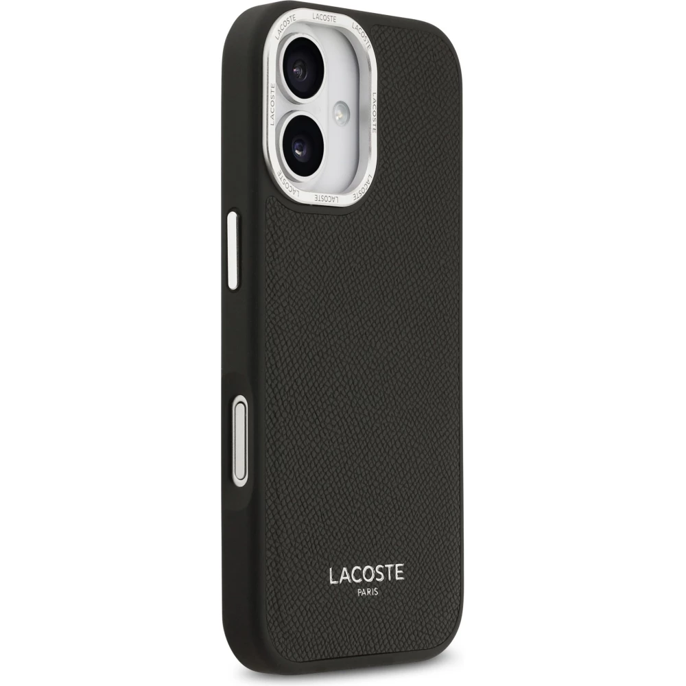 Coque iPhone 17 - Lacoste PU en cuir Champs Elysees MagSafe protection &eacute;l&eacute;gante et durable - Noir