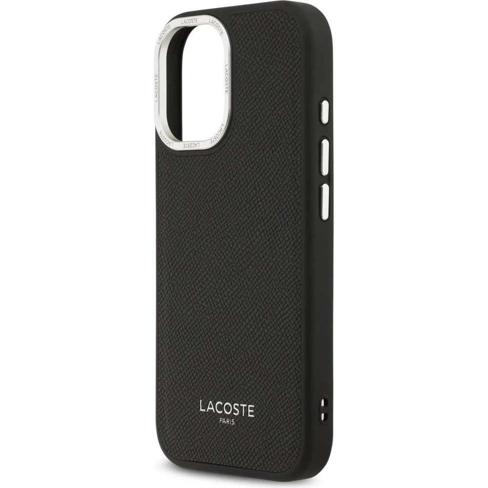Coque iPhone 17 - Lacoste PU en cuir Champs Elysees MagSafe protection &eacute;l&eacute;gante et durable - Noir