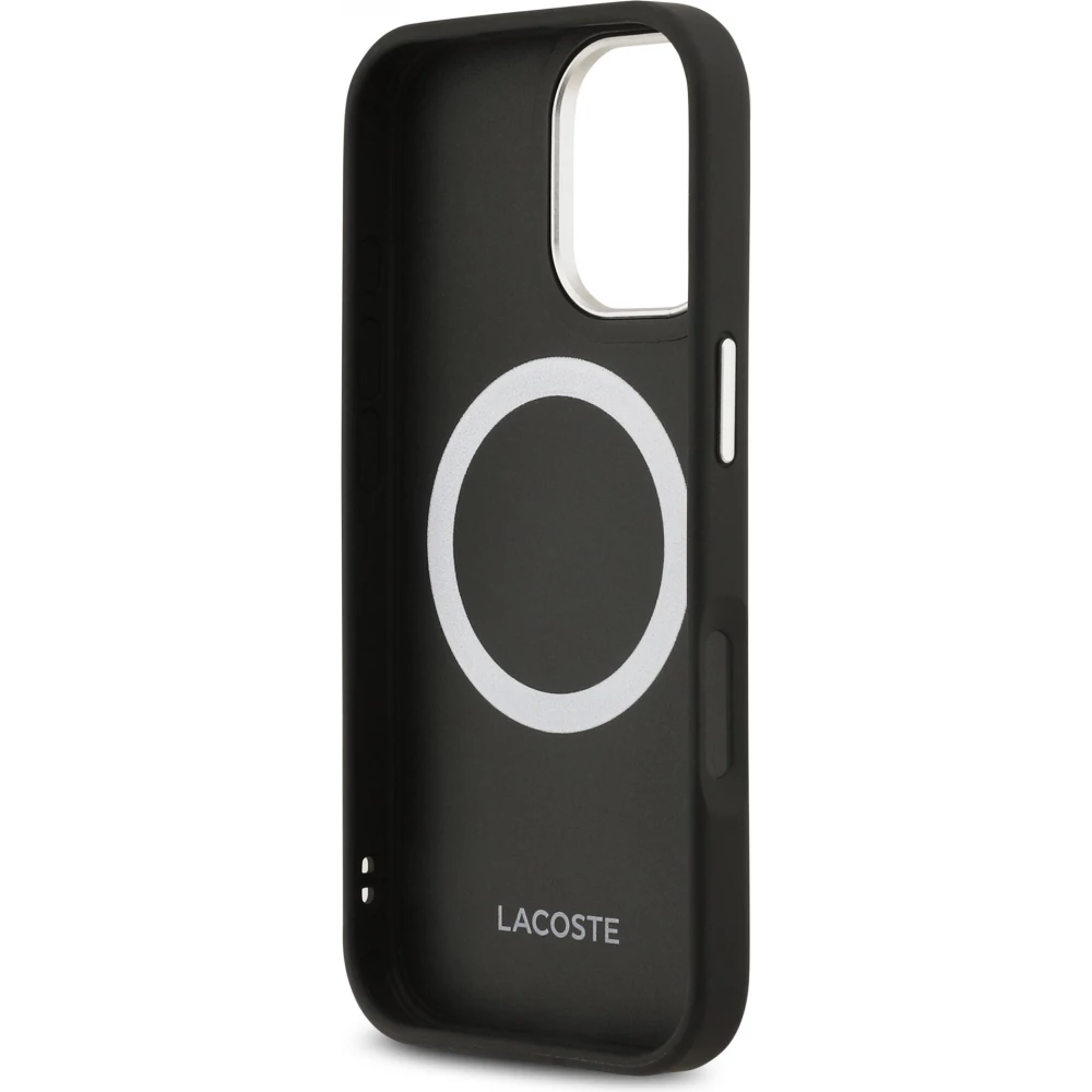 Coque iPhone 17 - Lacoste PU en cuir Champs Elysees MagSafe protection &eacute;l&eacute;gante et durable - Noir