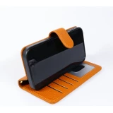 iPhone 17 Case Hülle - Leather Prestige aus echtem Leder mit Kartenfächern Magnetverschluss und integrierter Standfunktion - Braun