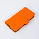 iPhone 17 Case Hülle - Leather Prestige aus echtem Leder mit Kartenfächern Magnetverschluss und integrierter Standfunktion - Orange