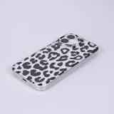Coque iPhone 17 - Léopard blanc/noir silicone souple antichoc transparent - Noir