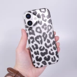Coque iPhone 17 - Léopard blanc/noir silicone souple antichoc transparent - Noir