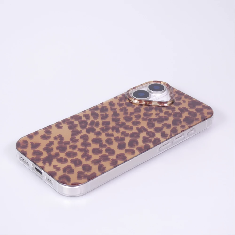 Coque iPhone 17 - Léopard marron holographique en silicone rigide effet miroir - Brun