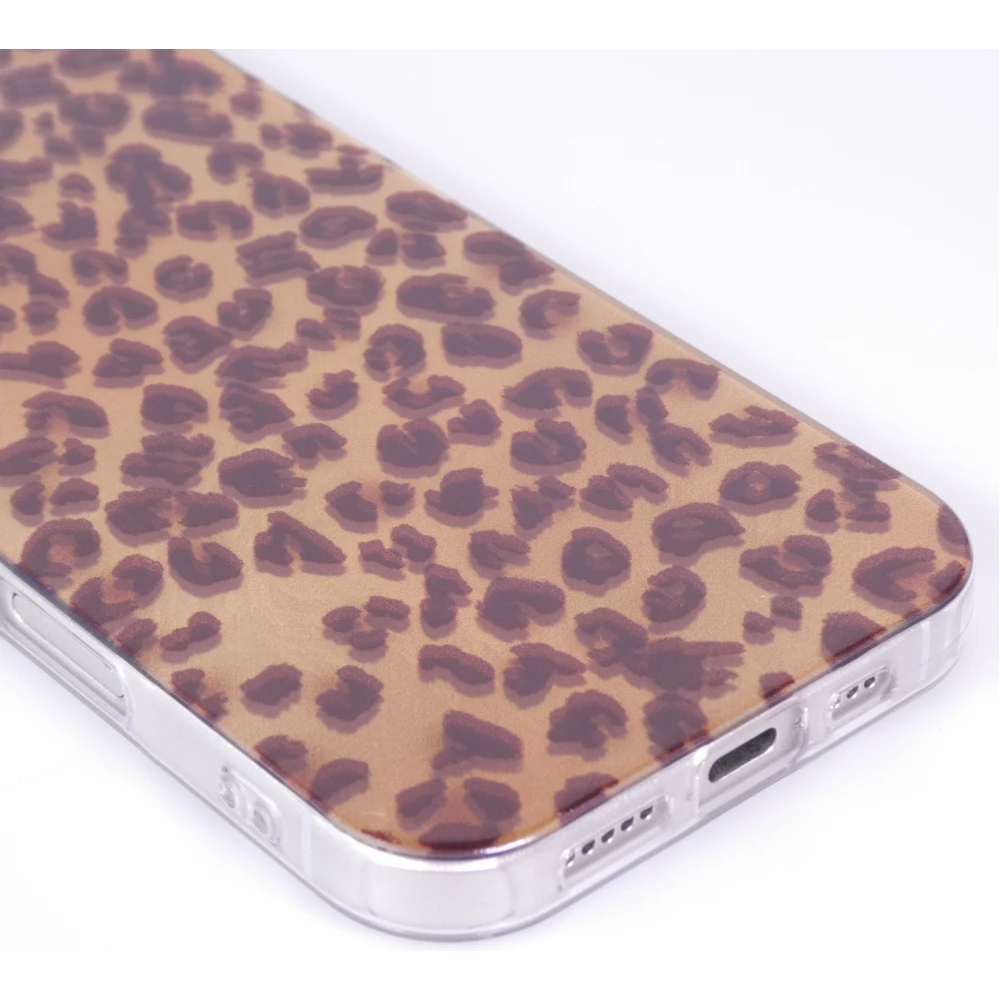 Coque iPhone 17 - Léopard marron holographique en silicone rigide effet miroir - Brun