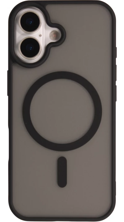 Coque iPhone 17 - MagSafe semi-transparente en silicone rigide avec bords renforc&eacute;s pour une protection robuste - Noir