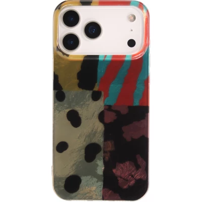 Coque iPhone 17 Pro - Animal print holographique motifs sauvages et reflets iris&eacute;s sur silicone dur - Multicolore