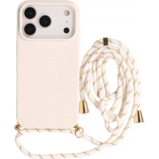 Coque iPhone 17 Pro Max - Bio Eco-Friendly nature avec cordon collier - Blanc