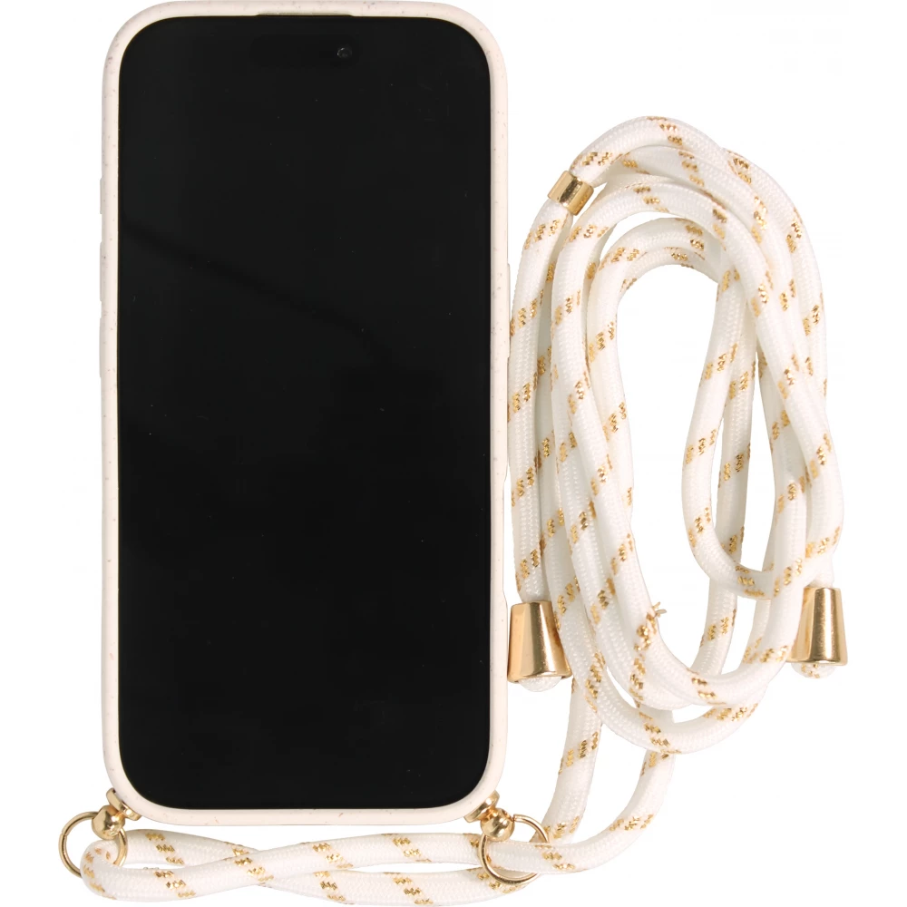 Coque iPhone 17 Pro Max - Bio Eco-Friendly nature avec cordon collier - Blanc