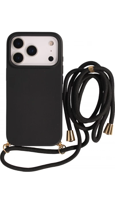 Coque iPhone 17 Pro - Bio Eco-Friendly nature avec cordon collier - Noir