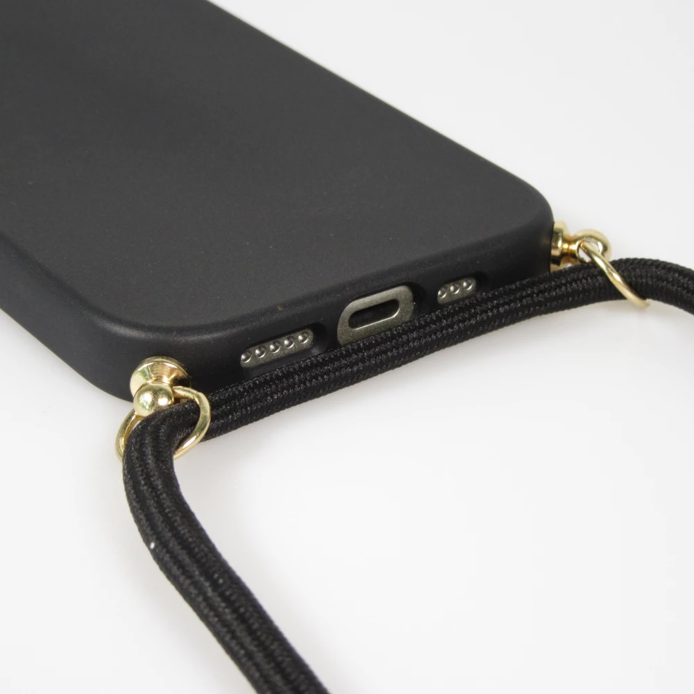 Coque iPhone 17 Pro Max - Bio Eco-Friendly nature avec cordon collier - Noir