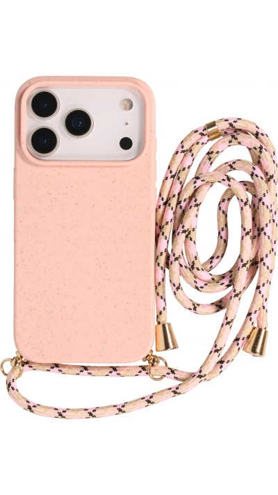 Coque iPhone 17 Pro - Bio Eco-Friendly nature avec cordon collier - Rose