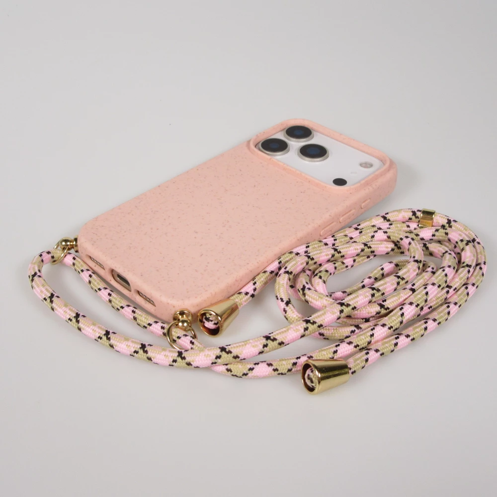 Coque iPhone 17 Pro - Bio Eco-Friendly nature avec cordon collier - Rose