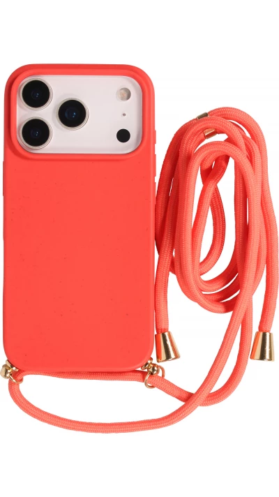 Coque iPhone 17 Pro Max - Bio Eco-Friendly nature avec cordon collier - Rouge