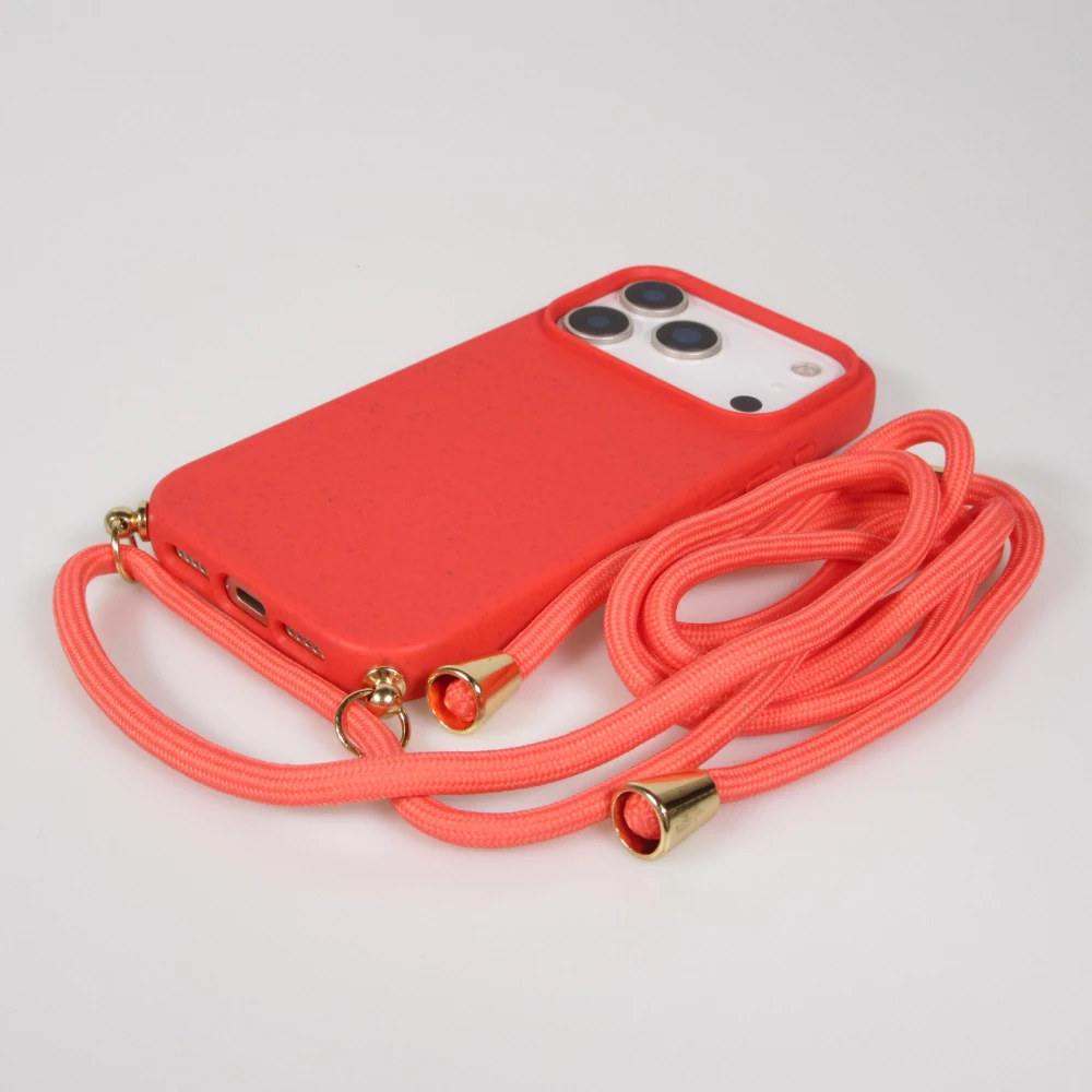 Coque iPhone 17 Pro - Bio Eco-Friendly nature avec cordon collier - Rouge