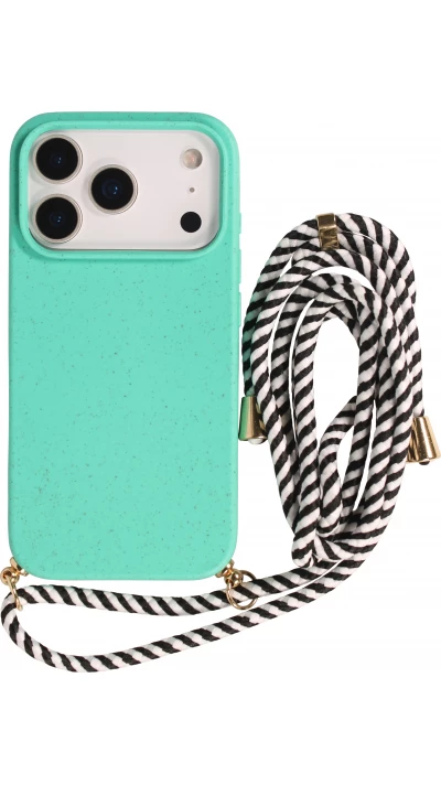 Coque iPhone 17 Pro Max - Bio Eco-Friendly nature avec cordon collier - Turquoise
