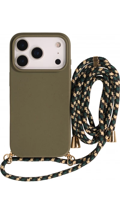 Coque iPhone 17 Pro - Bio Eco-Friendly nature avec cordon collier - Vert foncé