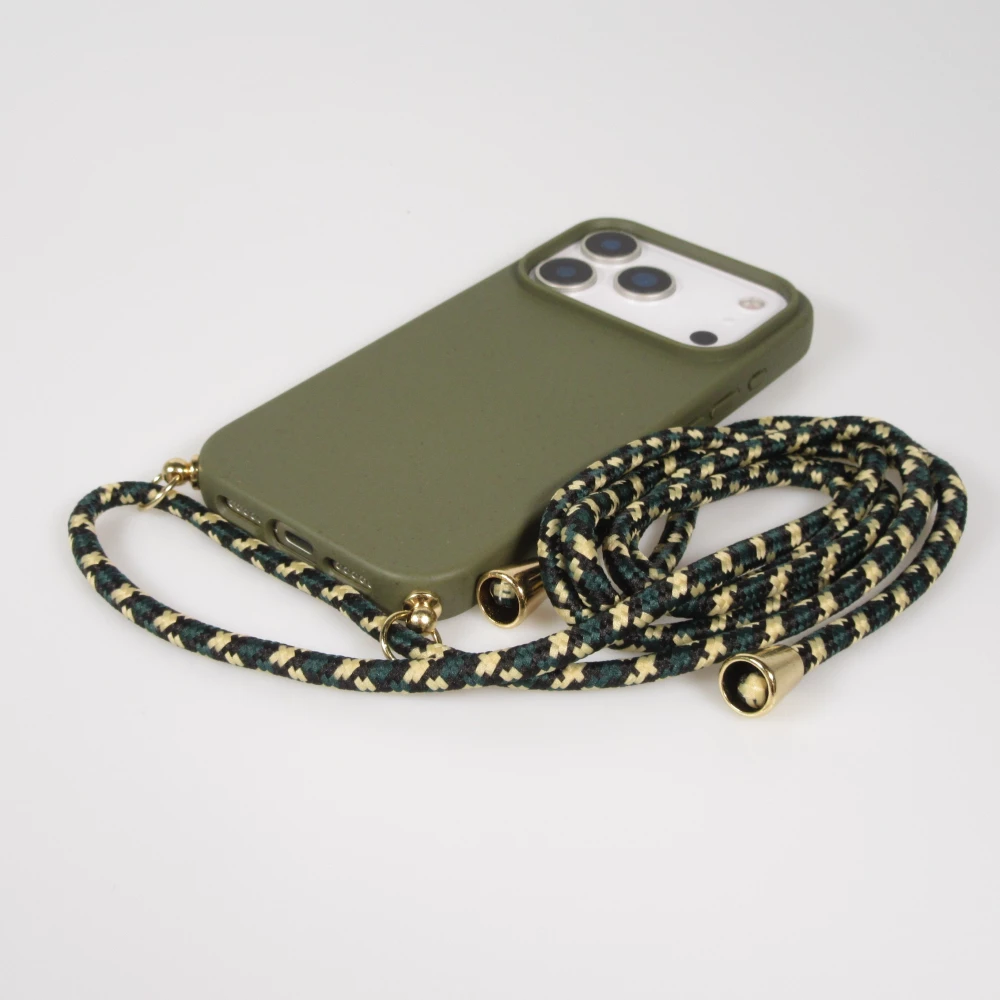 iPhone 17 Pro Case Hülle - Bio Eco-Friendly Vegan mit Handykette Necklace - Dunkelgrün