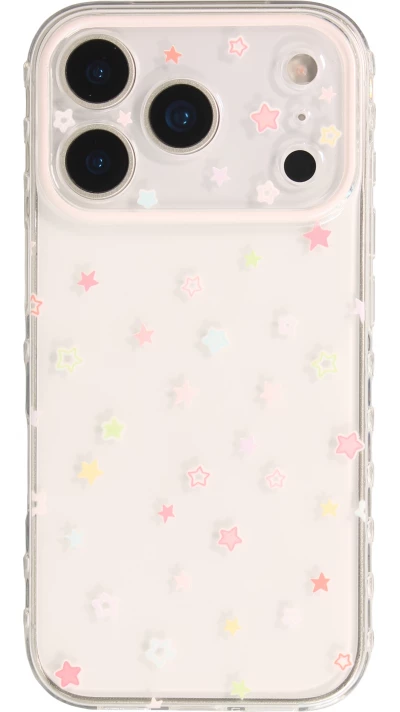 Coque iPhone 17 Pro Max - Cute Stars en silicone souple design kawaii ultra mignon et protection flexible - Transparent