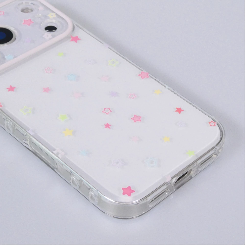 iPhone 17 Pro Max Case Hülle - Cute Stars aus Flexiblem Silikon Süsses Kawaii-Design mit Weichem Schutz - Transparent
