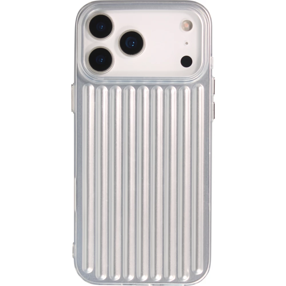 iPhone 17 Pro Case H&uuml;lle - Weiches Material mit 3D-Rillen Stylisch & lichtreflektierend - Silber