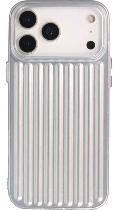 iPhone 17 Pro Max Case H&uuml;lle - Weiches Material mit 3D-Rillen Stylisch & lichtreflektierend - Silber