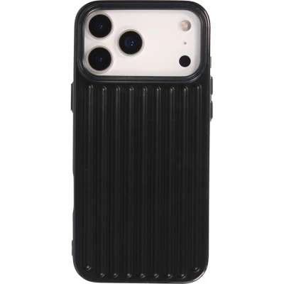 Coque iPhone 17 Pro Max - Effet ondul&eacute; 3D design souple et brillant lignes en relief styl&eacute;es - Noir