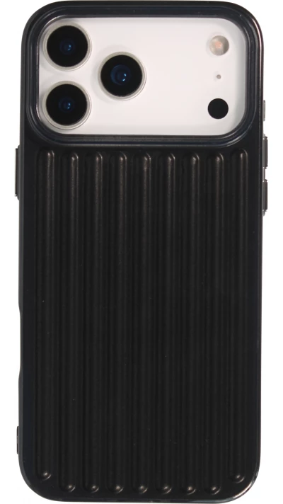 iPhone 17 Pro Max Case H&uuml;lle - Weiches Material mit 3D-Rillen Stylisch & lichtreflektierend - Schwarz