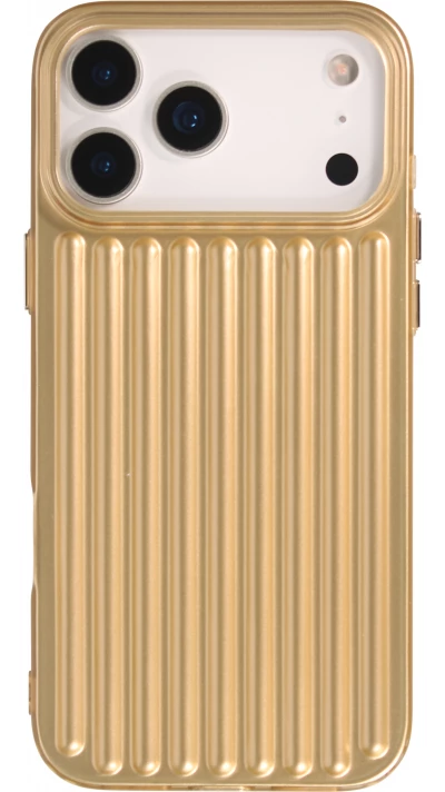 iPhone 17 Pro Max Case H&uuml;lle - Weiches Material mit 3D-Rillen Stylisch & lichtreflektierend - Gold