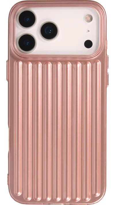 iPhone 17 Pro Max Case H&uuml;lle - Weiches Material mit 3D-Rillen Stylisch & lichtreflektierend - Rosa