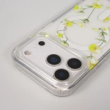 Coque iPhone 17 Pro - Floral Lianes MagSafe en silicone r&eacute;sistante - Jaune