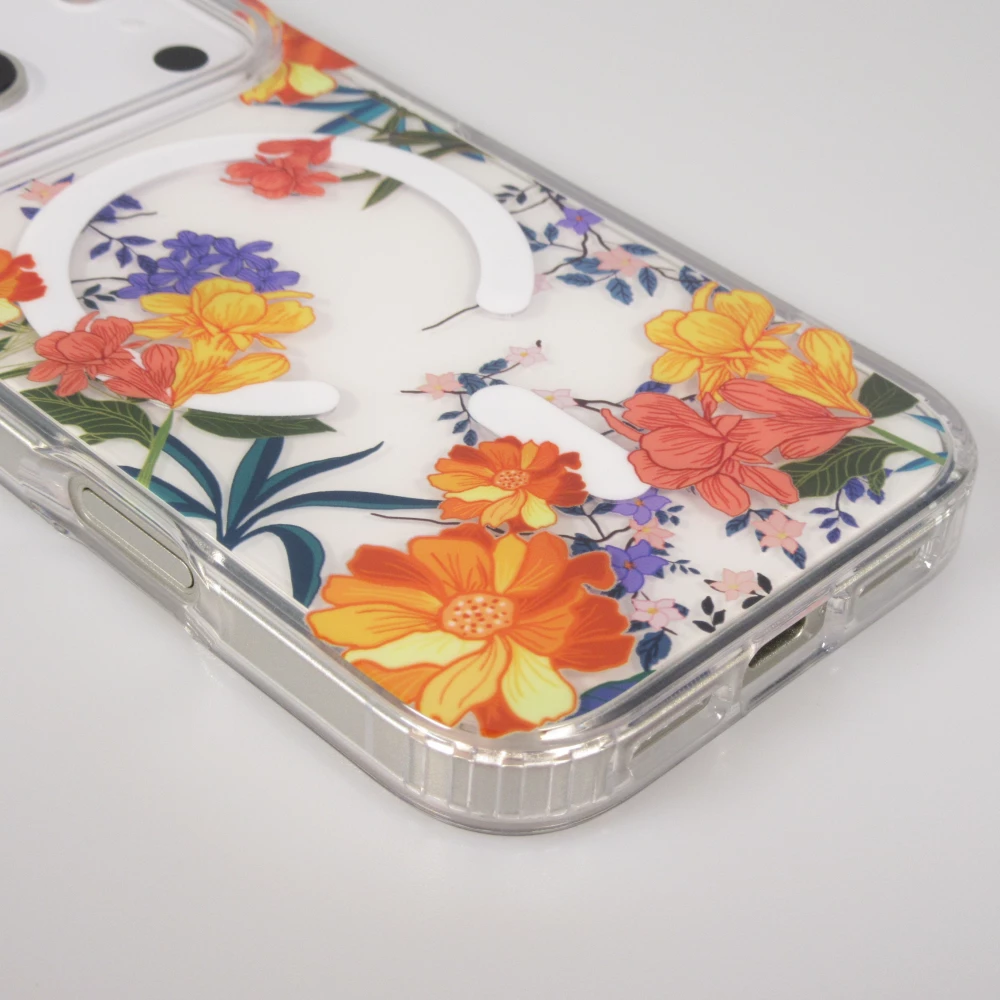 iPhone 17 Pro Case Hülle - Floral MagSafe Silikonhülle Lianen robust - Multicolor