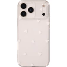 Coque iPhone 17 Pro - Gel petit coeur transparent - Blanc