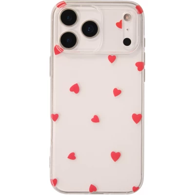 Coque iPhone 17 Pro Max - Gel petit coeur transparent - Rouge