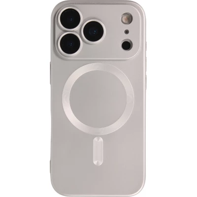 iPhone 17 Pro Max Case Hülle - Gummi weich mit Kameraschutzglas MagSafe - Silber