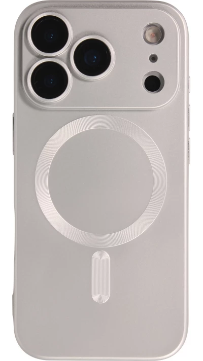 Coque iPhone 17 Pro Max - Gel souple avec vitre de protection caméra MagSafe - Argent