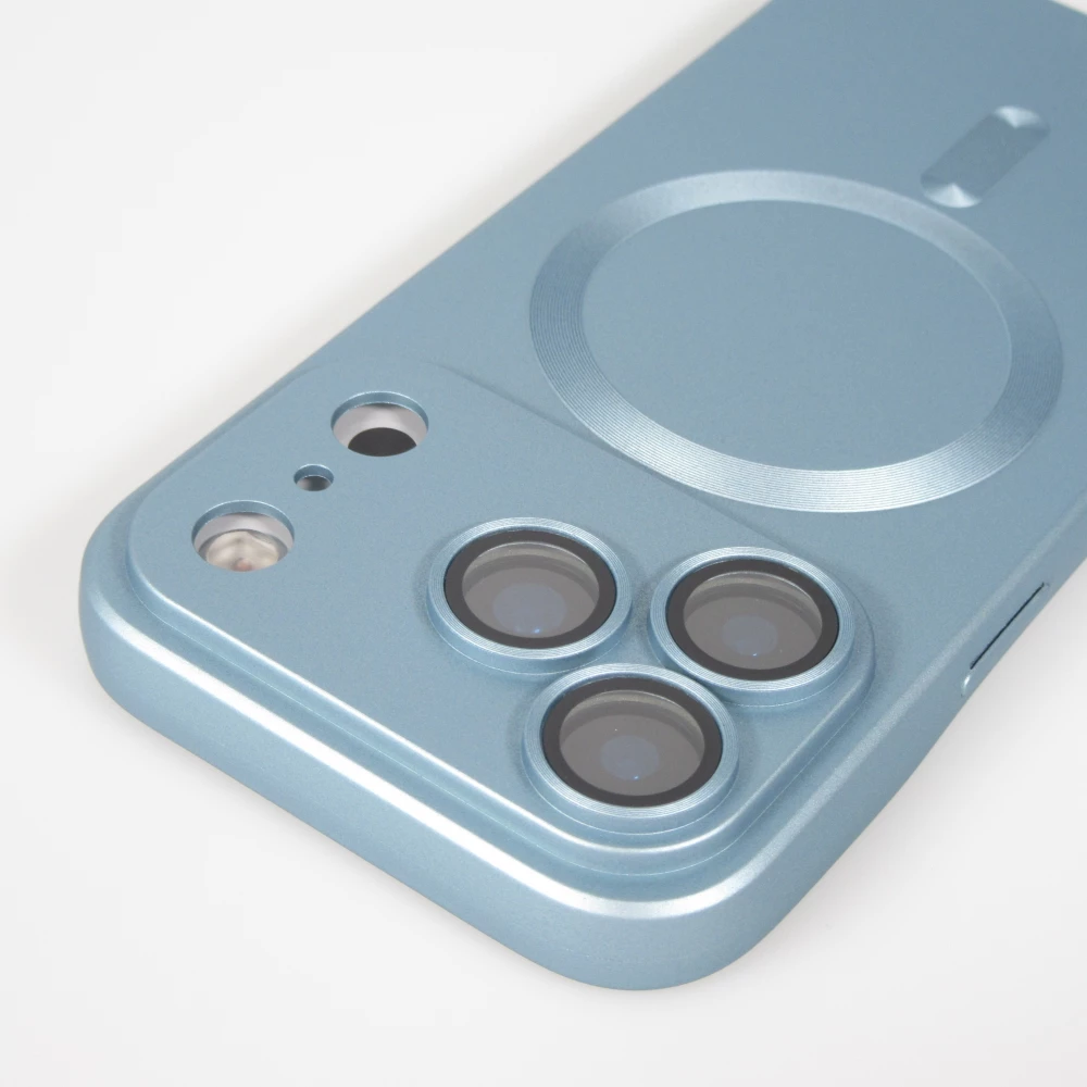 iPhone 17 Pro Max Case Hülle - Gummi weich mit Kameraschutzglas MagSafe - Blau